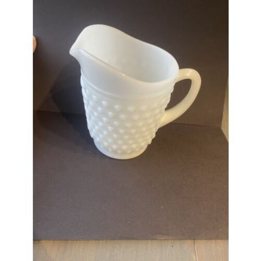 Vintage Fenton White Milk Glass Large 5.5” Hobnail Pitcher